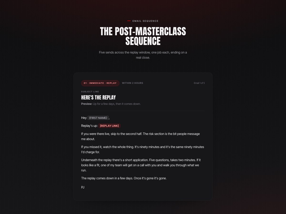 Post-masterclass sequence preview